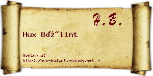 Hux Bálint névjegykártya